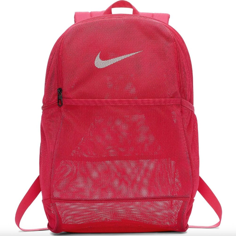 Nike Brasilia Mesh Net Training School Travel Beach Backpack Pink